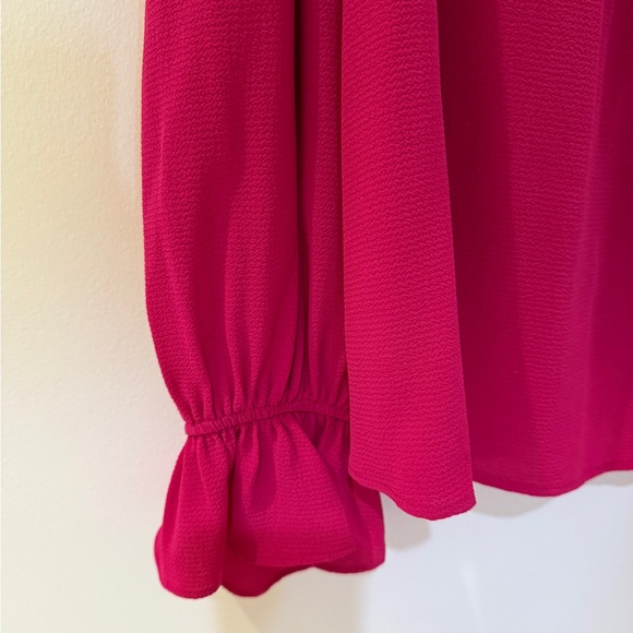 CeCe Shoulder Ruffle Hot Pink / Raspberry Top - Picture 10 of 12